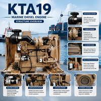 Moteur marin électrique SCDC CUM KTA19, puissant, 4 temps, 6 cylindres, refroidi par eau, 500 CV, pour bateau lourd