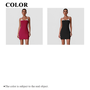 Vestido Deportivo Casual Transpirable para Mujer <span class=keywords><strong>Venka</strong></span>, de Secado Rápido, con Tirantes Finos Ajustables de Color en Contraste, con Relleno Antiexposición en el Pecho, para Yoga - Product Image 3