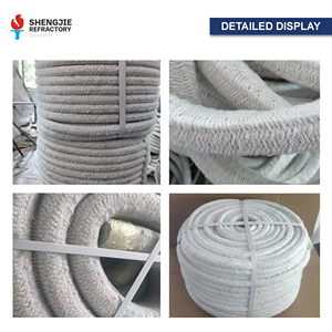 Hoogtemperatuur gevlochten isolatie afdichtingsring keramische vezelkoord voor pijp- of ronde buisisolatie - Product Image 3