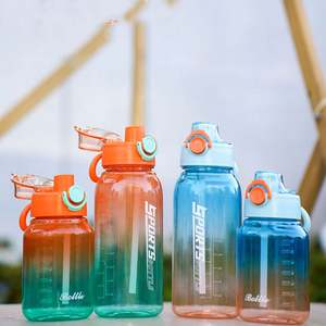 Bouteille d'eau en plastique 2026 avec paille, dégradé, portable pour le sport en extérieur, grande capacité, personnalisable - Product Image 1