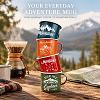 Mug en émail classique pour café et camping, en métal, avec impression vintage minimaliste, logo personnalisé par sublimation, qualité garantie.
