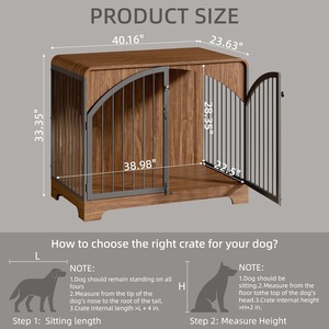Walnut wood arched double-door dog cage, household rounded corner waterproof pet cage, suitable for <b>medium</b> to large dogs. - Product Image 2
