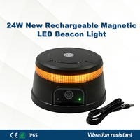 Luz de Baliza Giratoria de Seguridad con Batería Recargable de 24W LED, Lámpara Estroboscópica Intermitente Magnética para Vehículos y Carretillas Elevadoras