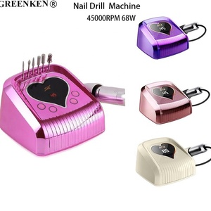 Perceuse à ongles électrique de bureau professionnelle 45000 tr/min 68W en forme de <span class=keywords><strong>coeur</strong></span> à grande vitesse avec Machine de polissage des ongles à affichage LED intelligent - Product Image 1