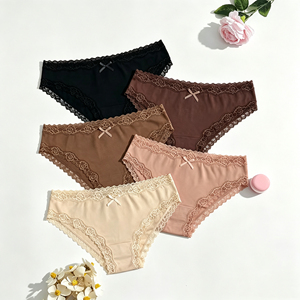 Braguitas de Encaje Sensuales para Mujer, Cintura Media, Tejidas, Transpirables y Cómodas, Venta al Por Mayor OEM - Product Image 1