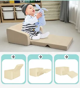 Sofá infantil 2 em 1 moderno, cadeira de espuma dobrável personalizada para bebês, playground interno