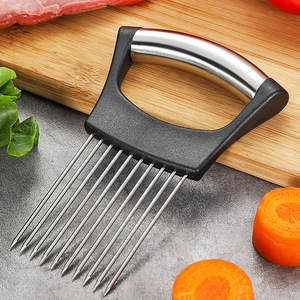 Cortador de carne y verduras de acero portátil Syh658, tenedor seguro con guía para tomates, cebollas, otras verduras, cortador de ayuda para cortar - Product Image 3