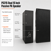 XINMING PS215 Enceinte PA professionnelle passive 2 voies double 15 pouces 1000W/1200W, enceinte en MDF/bois contrecollé, finition mate, pour scène, concert, spectacle