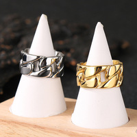 VEROMCA Bestseller Breiter Hohler Edelstahl 18K Vergoldeter Modischer Kubanischer Kettenring Unisex Verlobungsgeschenk Accessoire