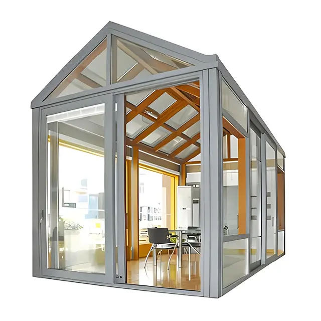 Yüksek kalite Modern tasarım alüminyum alaşımlı çerçeve sırlı Sunroom Prefabricate Sunhouse ile villa için temperli cam çatı