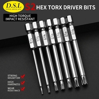 Embout Torx industriel en acier S2 poli antidérapant de 50 mm, magnétique, sécurisé, compatible impact, tige 1/4, haute résistance anti-effraction