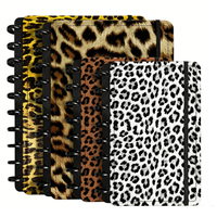 Carnet A5 en cuir PU, classeur à disques, journal à feuilles mobiles, agenda créatif avec couverture léopard détachable
