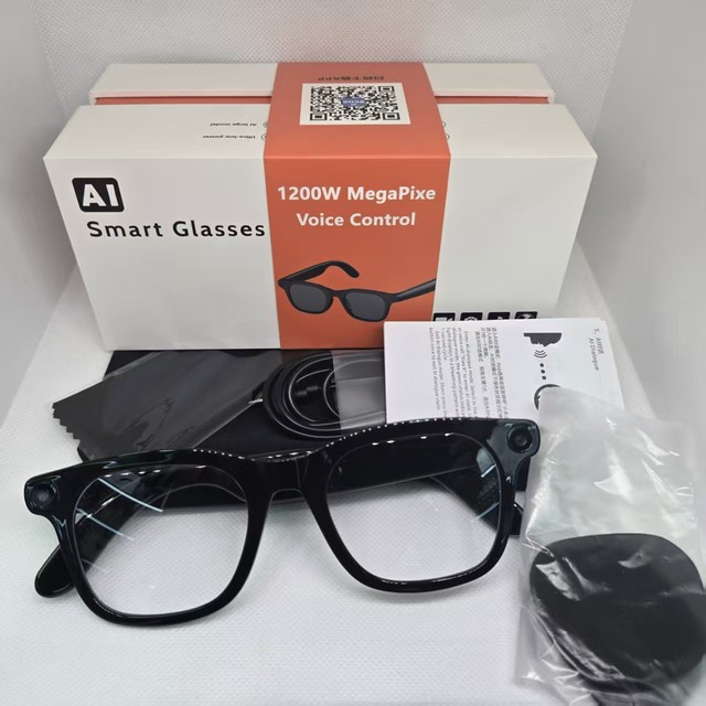 HY15 12million Pixel Camera AI Smart Translation Glasses 1080P Video Recording Al Voice Control with ENC BT Music Smart Glasses
