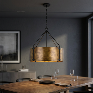 Lámpara Colgante de Latón con Forma de Tambor, E27, 2700K, Luz Blanca Cálida, Pantalla Cilíndrica, Altura Ajustable, para Comedor - Product Image 2
