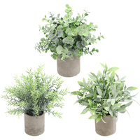 Plante artificielle d'eucalyptus et de romarin, simulation en matériau PU, pot cylindrique en pulpe, décoration de table, décoration de jardin, résistant aux UV