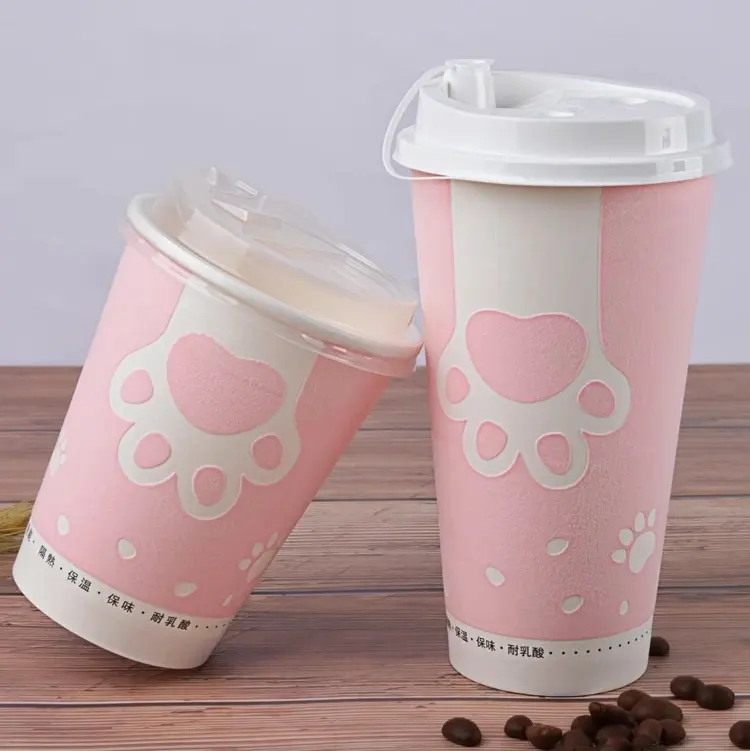 Tasse à café en papier gaufré 3D jetable imprimée personnalisée avec couvercle 8oz/10oz/12oz/16oz/20oz capacité pour nourriture thé lait eau