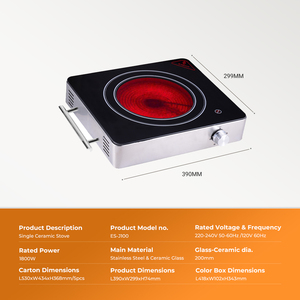 <span class=keywords><strong>Placa</strong></span> de Cocina Eléctrica Portátil de Cerámica Infrarroja de 1800W, Un Solo Quemador, Sin Radiación, Resistente al Agua, Calentamiento Rápido, Fácil de Limpiar - Product Image 3