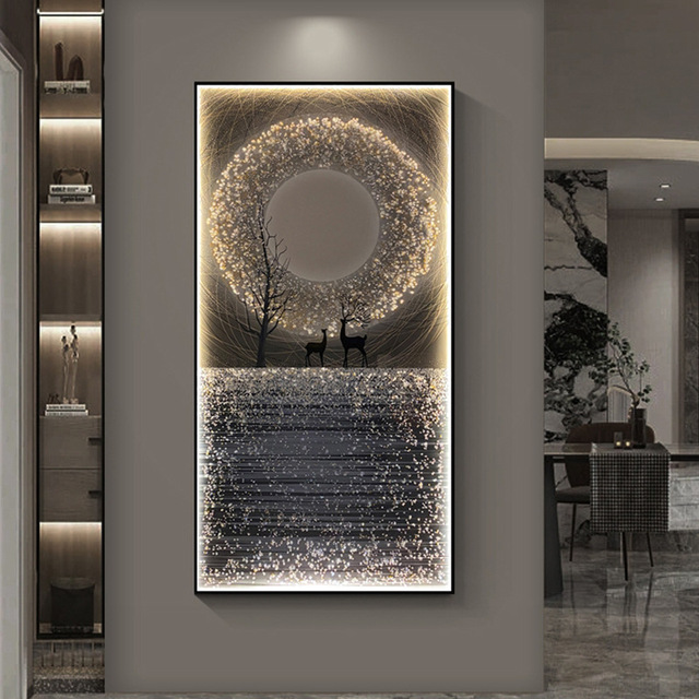 Modern Luxury-style Star Pattern LED Light Crystal Ceramic Wall Decoration Panel with Aluminum Alloy Frame