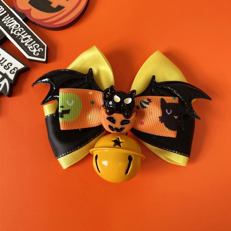 โบว์สีเหลืองรูปแมวฟักทอง