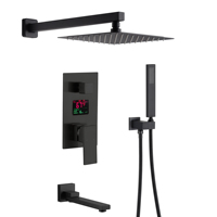 Set Shower Tersembunyi Dinding dengan Dua Tuas Panas Dingin, Lapisan Krom Poles, Bahan Kuningan, Inti Katup Keramik, untuk Hotel, Dilengkapi Shower Genggam