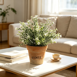 <span class=keywords><strong>Planta</strong></span> Artificial <span class=keywords><strong>de</strong></span> Hierba en Maceta Pequeña con Flor <span class=keywords><strong>de</strong></span> Lila Blanca Artificial Realista, con Maceta <span class=keywords><strong>de</strong></span> Papel Maché para Decoración <span class=keywords><strong>de</strong></span> Interiores <span class=keywords><strong>de</strong></span> Cocina <span class=keywords><strong>y</strong></span> Escritorio - Product Image 1