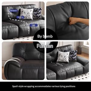 Sofá Individual de Estilo Italiano Moderno, Tapizado en PU, Respaldo Alto, Texturizado, Negro Vintage, Línea Recta, Color Marrón Azúcar, para Apartamentos Pequeños - Product Image 2