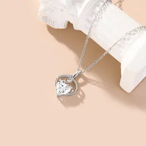 Fashion 925 Sterling Silver Love Heart Necklaces For Women Moissanite Necklaces Pendants Silver Rhodium Plated Jewelry For Women