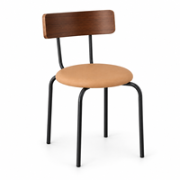 Chaise de salle à manger moderne nordique en noyer courbé avec assise rembourrée en PU, chaise d'appoint empilable en contreplaqué de style mid-century pour restaurant et maison