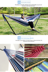 Hamaca de cama abatible doble grande familiar para exteriores con soporte de metal - Product Image 3