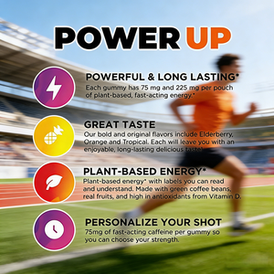 Gomitas Veganas Sin Azúcar con Cafeína Natural a Base de Hierbas, Suplemento para Adultos, Potenciador de Energía y Vitamina C, Pre-Entrenamiento - Product Image 2