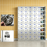 Armoire casier en acier inoxydable à 48 portes, robuste, à poser au sol, avec serrure à clé, multi-compartiments, résistante aux rayures, pour le stockage alimentaire des employés