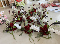 Centerpiece Bunga Pernikahan Kecil Gaya Baru, Bola Bunga Hydrangea Burgundy Hijau 30 Cm untuk Dekorasi Meja
