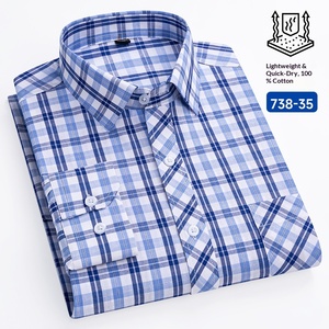 Camicia Casual da <span class=keywords><strong>Uomo</strong></span> a Maniche Lunghe in Cotone Puro con Colletto Quadrato e Motivo a Quadri, Sottile, Lavabile in Lavatrice, Collezione Primavera 2026 - Spedizione Internazionale - Product Image 6