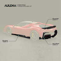 Aulena bumper belakang mobil karbon kering terbaru Aksesori Splitter Diffuser belakang untuk Ferrari SF90