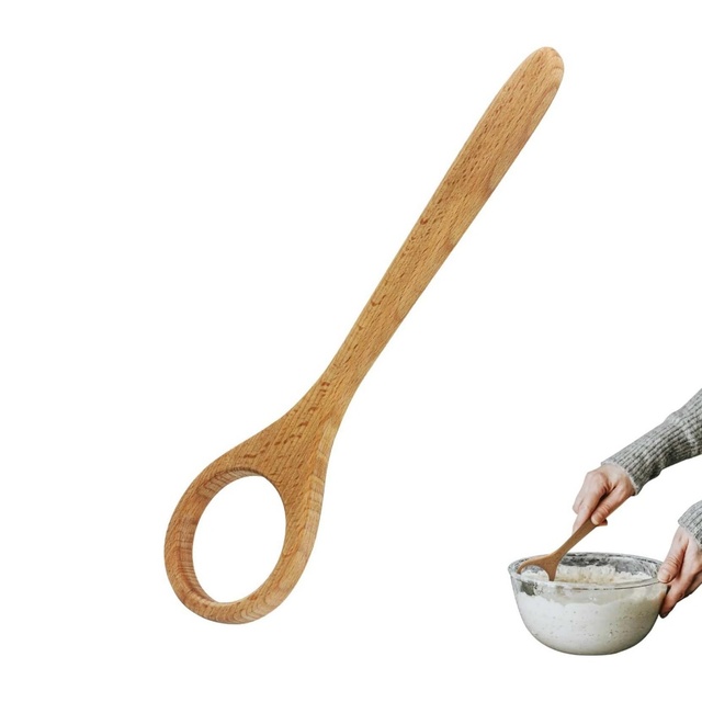 ECO-Friendly Natural Kitchen Baking Utensil Wood Sourdough Bread Whisking Tool 12 Inch Danish Dough Whisk