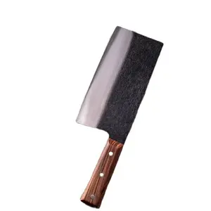 XITUO High-Carbon Steel Cleaver Knife Sharp Chinese Chef Kitchen Tool with Black Side Slicer and Wooden Handle for Cooking