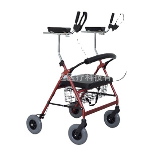 <b>Folding</b> <b>Walker</b> With Seat Aluminum Alloy 4 Wheels Grocery Basket For Elderly Mobility Aid - Product Image 4