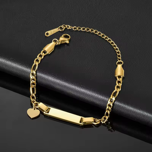 Custom Engraved 18k <strong>Gold</strong> Plated Stainless Steel <strong>Bracelet</strong> for <strong>Kids</strong> Unisex Trendy Cuban Chain <strong>Bracelet</strong> <strong>Gold</strong> Bar <strong>Bracelet</strong> for <strong>Kids</strong> - Product Image 4