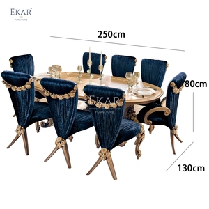 Juego de mesa de <span class=keywords><strong>comedor</strong></span> de madera ovalada barroca exquisita de nuevo diseño-<span class=keywords><strong>Comedor</strong></span> elegante y conjunto de mesa de cóctel - Product Image 6
