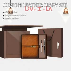 IStapromo Genuine Leather A5 Diary Journal <b>Notebook</b> Gift Box <b>Set</b> with Pen Custom Logo for Thanksgiving - Product Image 2