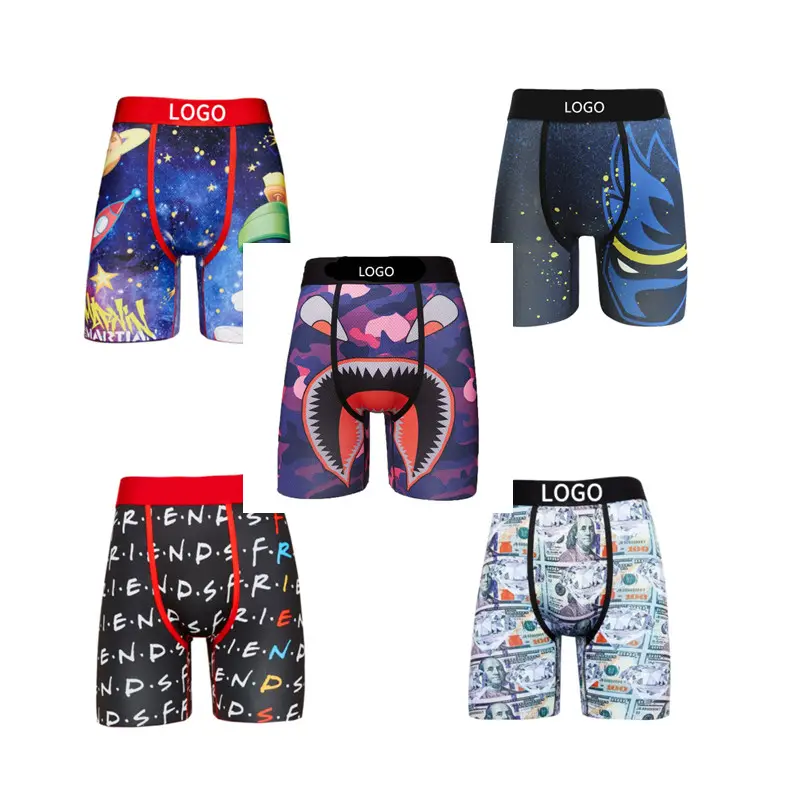 Trendy Man Boxer Polyester Sport marke Gedrucktes Logo Benutzer definierte PS2023D Herren Unterwäsche Boxer Slips