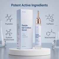 Sérum contour des yeux aux peptides, essence pour le contour des yeux 15ml, raffermissant et lissant avec applicateur métallique, caféine, étiquette privée, OEM, logo personnalisé