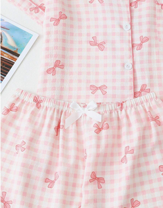 <span class=keywords><strong>Pigiama</strong></span> a Righe con Fiocco <span class=keywords><strong>Rosa</strong></span>, Abbigliamento da Notte Estivo per Donna, Set <span class=keywords><strong>Pigiama</strong></span> con Stampa Grafica per Ragazze - Product Image 6