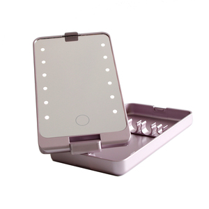 12 pièces LED Lumières <span class=keywords><strong>360</strong></span> Rotation Pliable Miroir Cosmétique Carré Boîte avec des Lumières pour Pinceau De Maquillage - Product Image 6