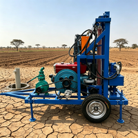 Machine de forage de puits d'eau portable à moteur diesel, avec pompe et boîte de vitesses, facilement déplaçable, profondeur 150m, modèle 1