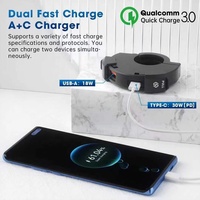 Chargeur Téléphone Vélo Universel pour Guidon avec Ports USB et USB-C Double pour Moto Charge Rapide