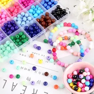 Wholesale DIY Crafts Custom 1440Pcs 6mm Candy Color Acrylic Round Plastic Pony Beads for Bracelets Necklace Jewelry Making