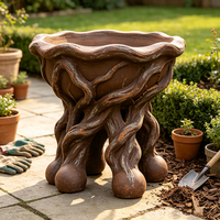 Jardinière rustique en résine torsadée imitation racine d'arbre, faite et peinte à la main, pot de fleurs sculpté à la racine, style antique vieilli, surélevé, pour jardin vintage
