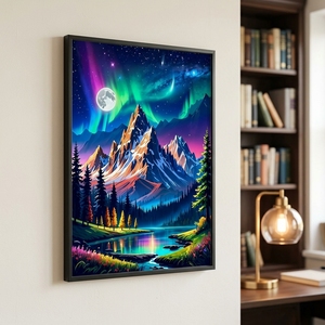 Kits de Pintura de Diamantes con Diseño de Aurora, Luna, Montaña, Árboles y Paisajes, para Adultos, Arte Moderno para Pared - Product Image 4