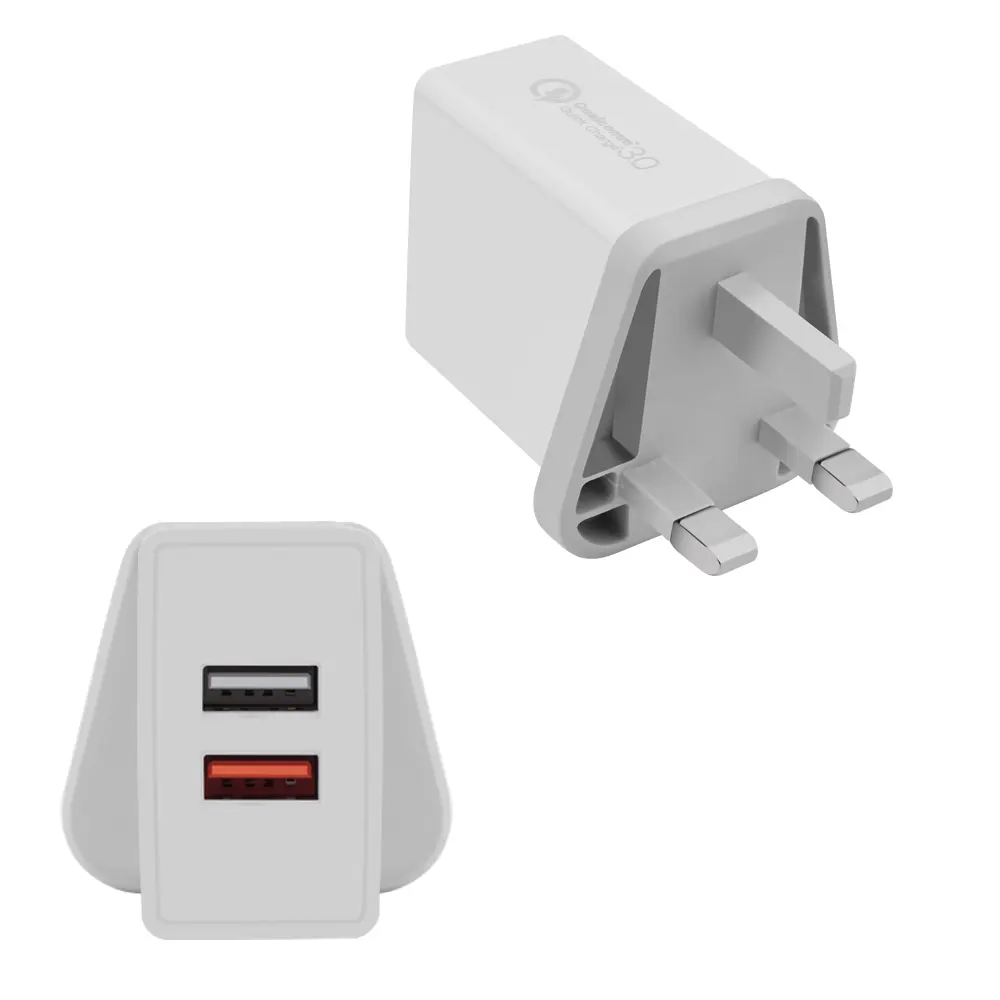 QC3.0 Quick Charger 18W UK 3 Pin USB Charger 2 port usb wall charger double usb wall adapter US EU Plug